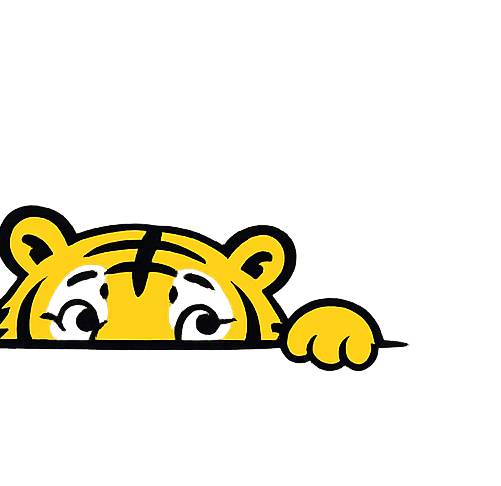 tigertiger mascot peeking