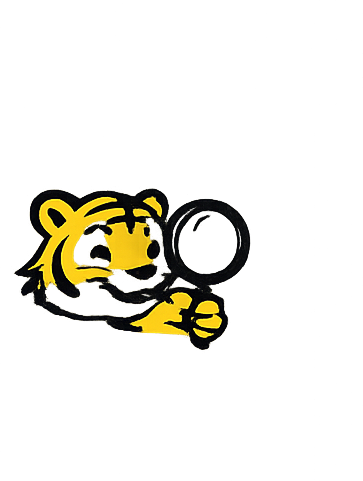 Tiger with magnifying glass