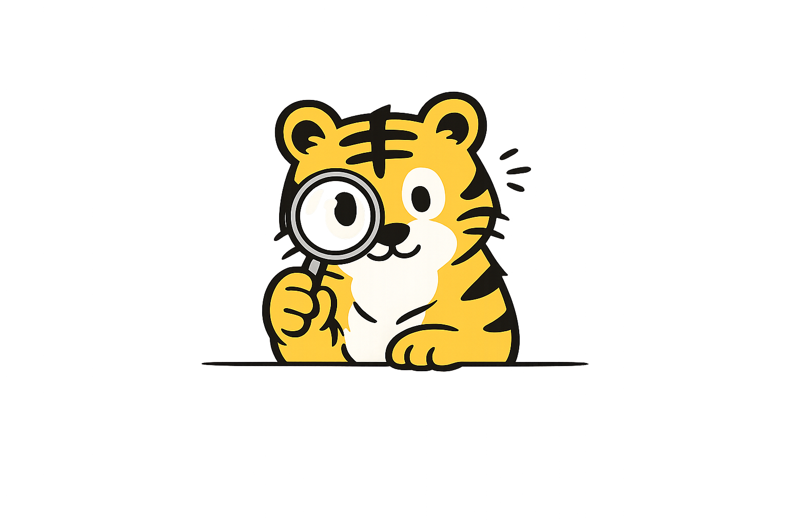 Tiger with magnifying glass