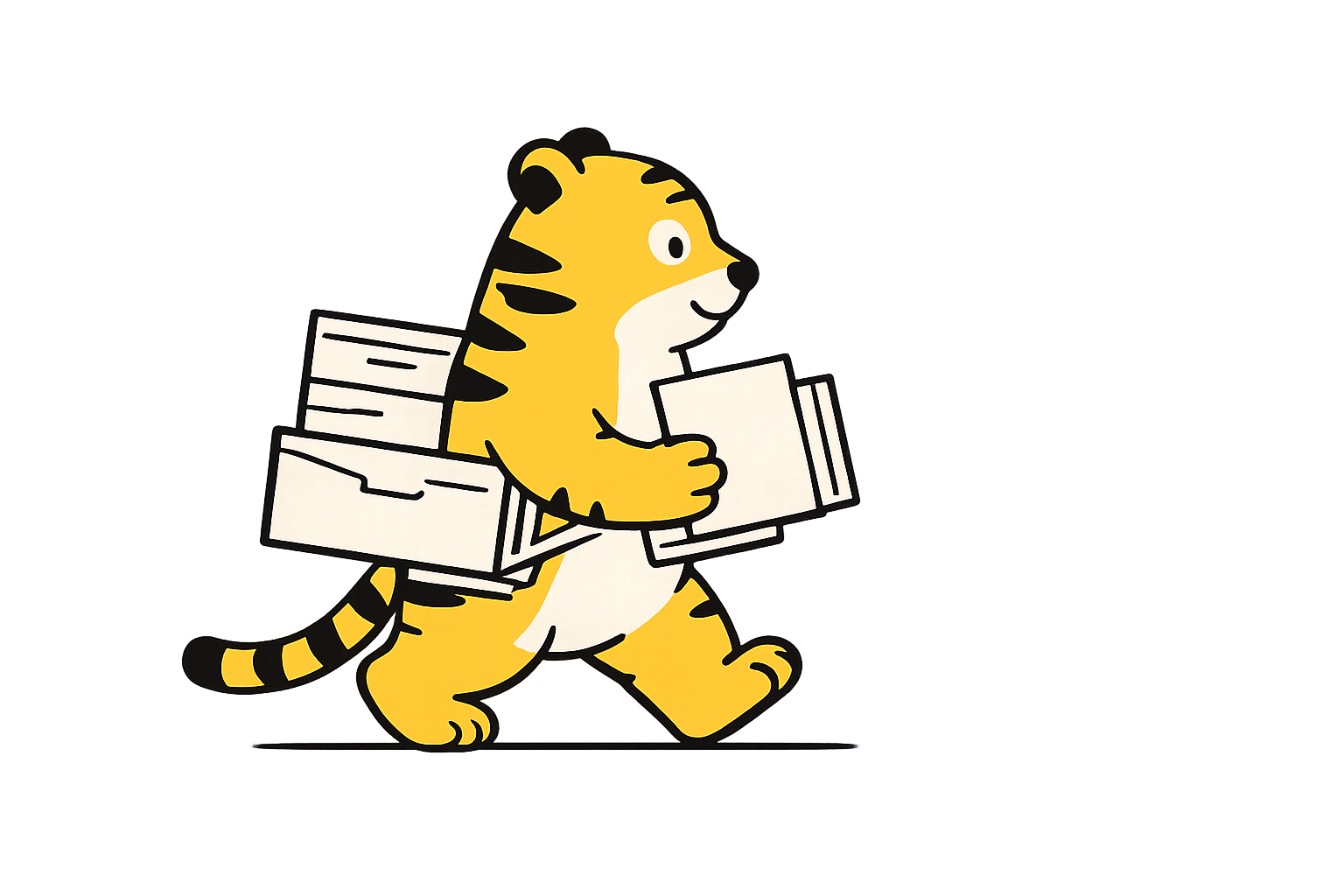 Tiger carrying office papers
