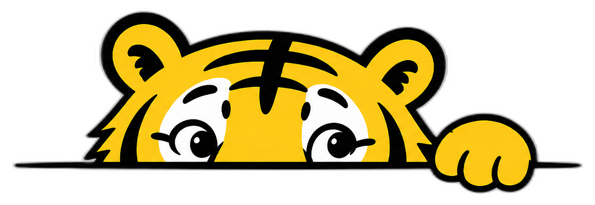 tigertiger mascot peeking over the edge